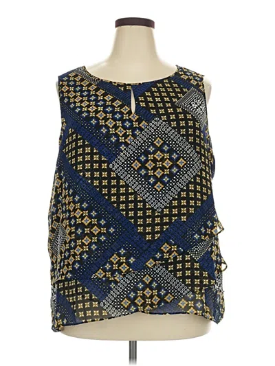 Pre-owned Roz & Ali Sleeveless Blouse In Blue