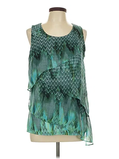 Pre-owned Roz & Ali Sleeveless Blouse In Green