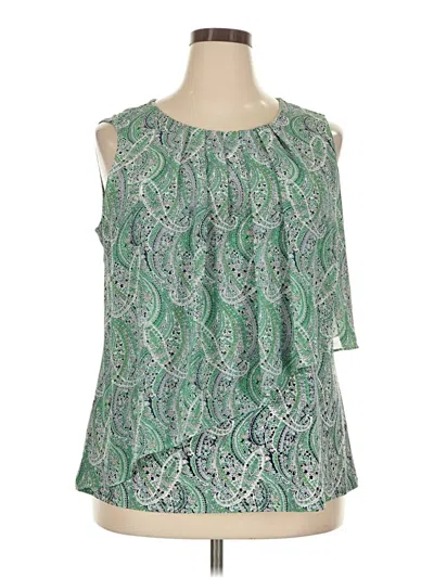 Pre-owned Roz & Ali Sleeveless Blouse In Green
