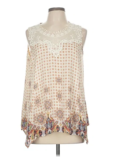 Pre-owned Roz & Ali Sleeveless Blouse In Ivory