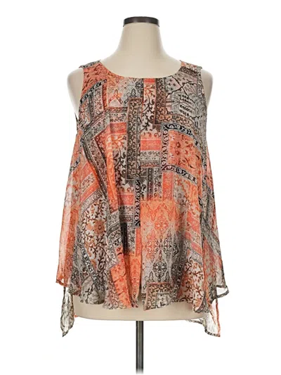 Pre-owned Roz & Ali Sleeveless Blouse In Orange