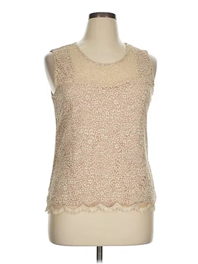 Pre-owned Roz & Ali Sleeveless Blouse In Tan