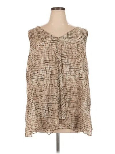 Pre-owned Roz & Ali Sleeveless Blouse In Tan