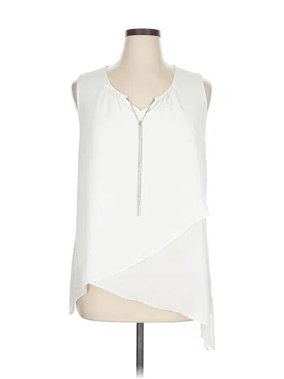 Pre-owned Roz & Ali Sleeveless Blouse In White