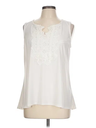 Pre-owned Roz & Ali Sleeveless Blouse In White