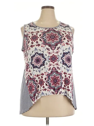 Pre-owned Roz & Ali Sleeveless Blouse In White