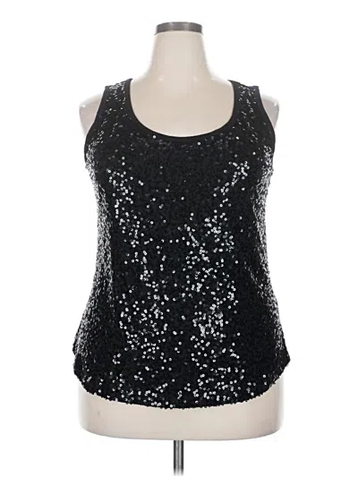 Pre-owned Roz & Ali Sleeveless Top Black Halter Neckline Tops