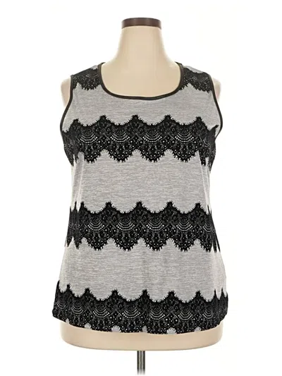 Pre-owned Roz & Ali Sleeveless Top Gray Scoop Neck Tops