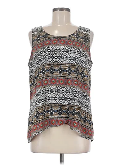 Pre-owned Roz & Ali Sleeveless Top Gray Scoop Neck Tops