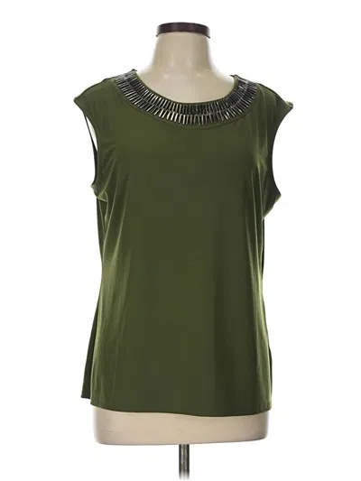 Pre-owned Roz & Ali Sleeveless Top Green Scoop Neck Tops