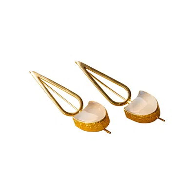 Roz Women's Arianna Earrings - White Quartz In Gold