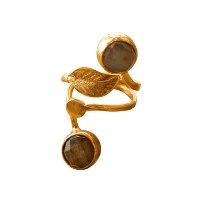 Roz Women's Black / Gold Labirent Ring