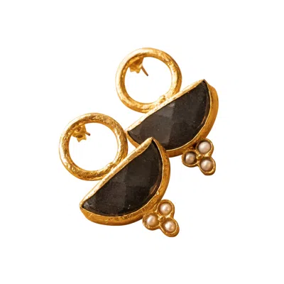 Roz Women's Black / Gold Maya Earrings In Multi