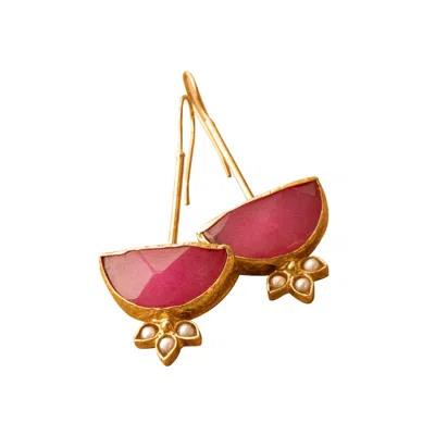 Roz Women's Dia Earrings - Pink Ruby