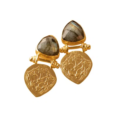Roz Women's Gold / Black Sona Earrings