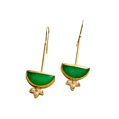 Roz Women's Green Dia Earrings - Jade