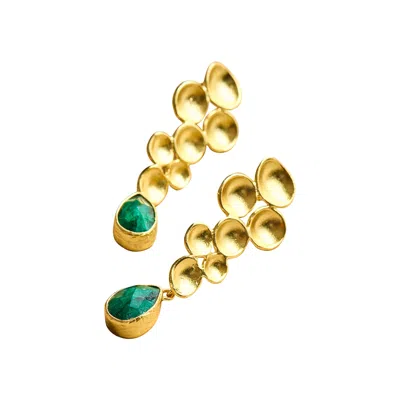 Roz Women's Green / Gold Nezira Earrings In Multi