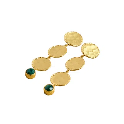 Roz Women's Green Leya Earrings In Gold