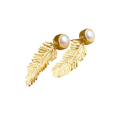 Roz Women's White / Gold Nina Earrings