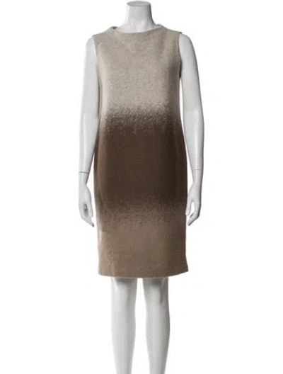 Pre-owned Rozae Nichols Bateau Neckline Knee-length Dress In Neutral