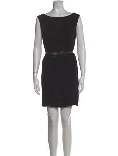 Pre-owned Rozae Nichols Bateau Neckline Mini Dress In Black
