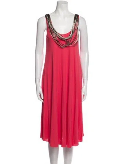 Pre-owned Rozae Nichols Cowl Neck Midi Length Dress In Multi