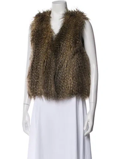 Pre-owned Rozae Nichols Faux Fur Vest In Brown