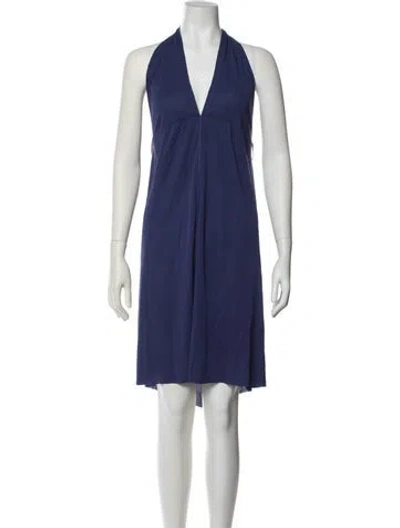 Pre-owned Rozae Nichols Halterneck Knee-length Dress In Blue