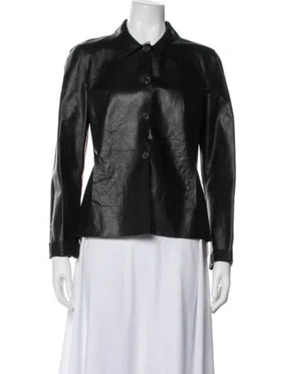 Pre-owned Rozae Nichols Leather Biker Jacket In Black