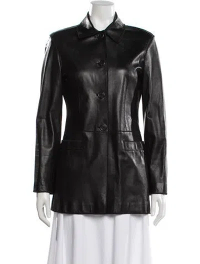 Pre-owned Rozae Nichols Leather Biker Jacket In Black