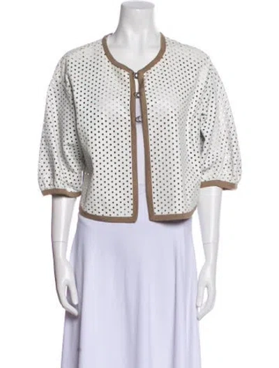 Pre-owned Rozae Nichols Leather Printed Evening Jacket In Green