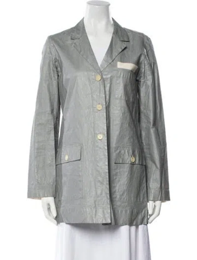 Pre-owned Rozae Nichols Linen Blazer In Gray