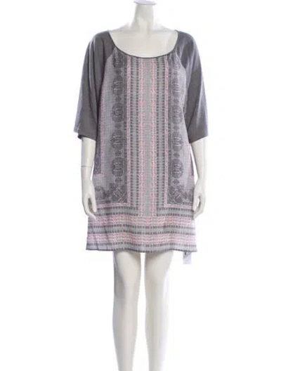 Pre-owned Rozae Nichols Printed Mini Dress In Gray
