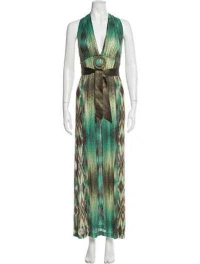 Pre-owned Rozae Nichols Silk Long Dress In Green