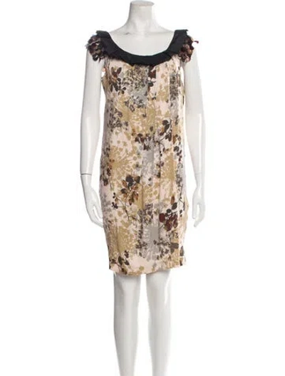 Pre-owned Rozae Nichols Silk Mini Dress In Neutral