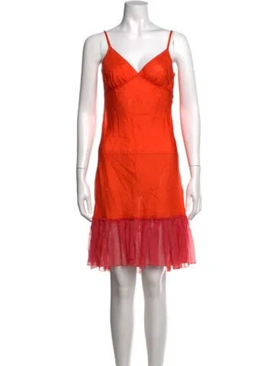 Pre-owned Rozae Nichols Silk Mini Dress In Orange