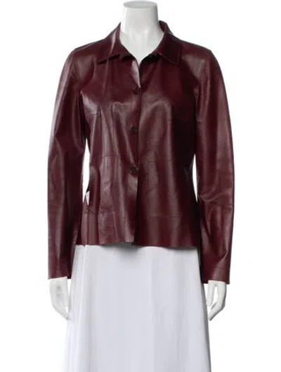 Pre-owned Rozae Nichols Vintage Leather Jacket In Burgundy