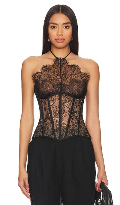 Rozie Corsets Lace Halter Neck Corset Top In 黑色