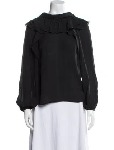 Pre-owned R/r Studio Bateau Neckline Long Sleeve Blouse In Black