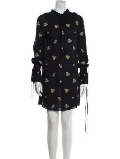 Pre-owned R/r Studio Floral Print Mini Dress In Black