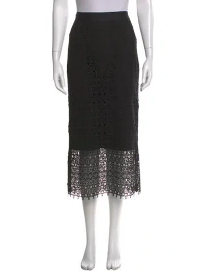 Pre-owned R/r Studio Lace Pattern Midi Length Skirt In Black