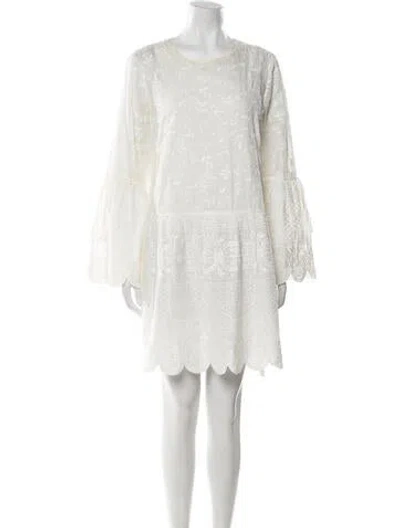 Pre-owned R/r Studio Scoop Neck Mini Dress In Neutral