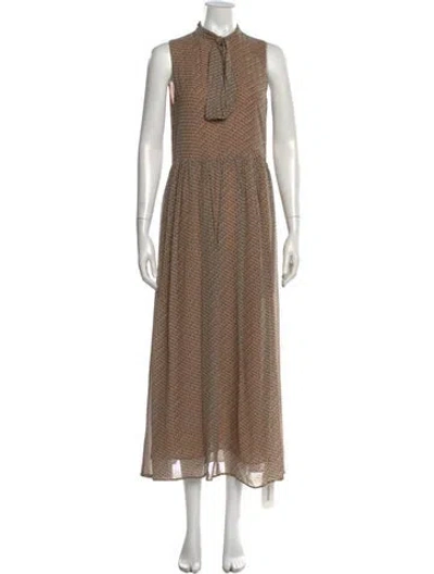 Pre-owned R/r Studio Silk Long Dress In Neutral