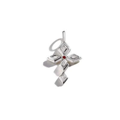 Rraine Jewelry Women's Silver Cross Pendant / Garnet