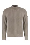 Rrd - Roberto Ricci Design Sweater With Zip Velvet Rave In Ribbed Fabric In Neutral