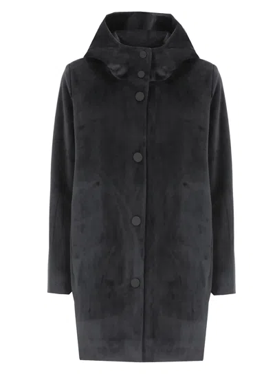 Rrd - Roberto Ricci Design Velour Neo Parka Wom Coat In Black