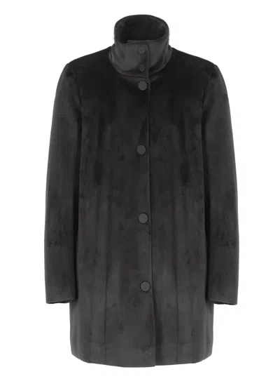 Rrd - Roberto Ricci Design Velour Neo Wom Coat In Black