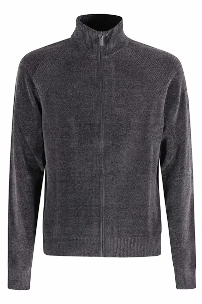 Rrd - Roberto Ricci Design Velvet Full Zip Knit In Gray