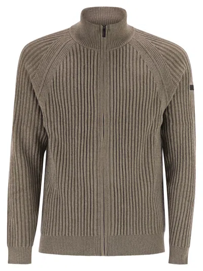 Rrd - Roberto Ricci Design Velvet Rave Full Zip Knit - Zip-up Cardigan In Brown