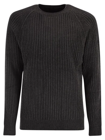 Rrd - Roberto Ricci Design Velvet Rave Round Knit - Crew Neck Jumper In Blue